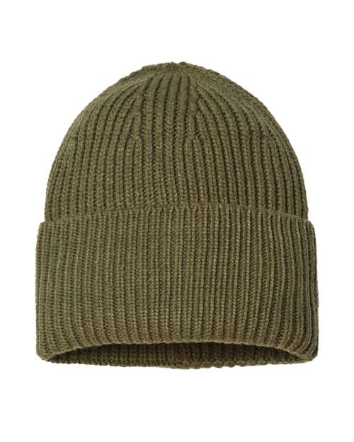 Atlantis Headwear - Sustainable Chunky Rib Cuffed Beanie - OAK