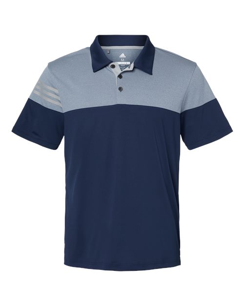 Adidas - Heathered 3-Stripes Colorblocked Polo - A213