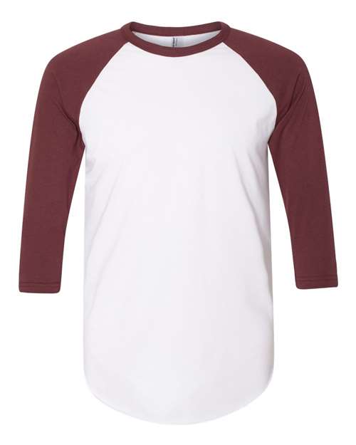 American Apparel - 50/50 Raglan Three-Quarter Sleeve Tee - BB453W