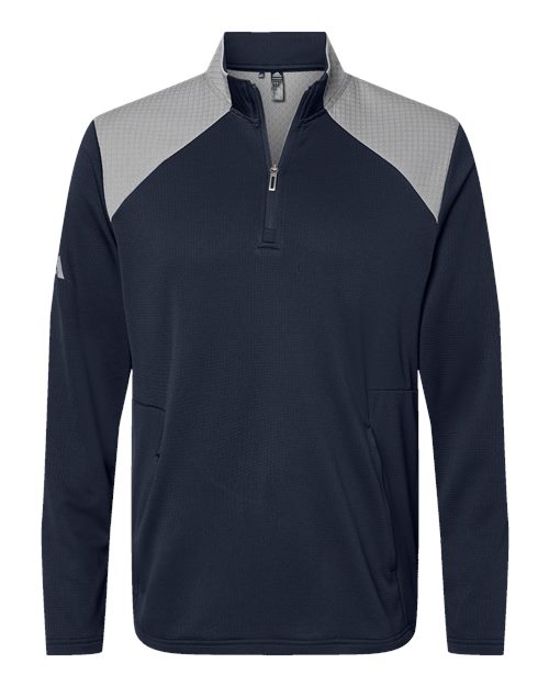 Adidas - Textured Mixed Media Quarter-Zip Pullover - A532