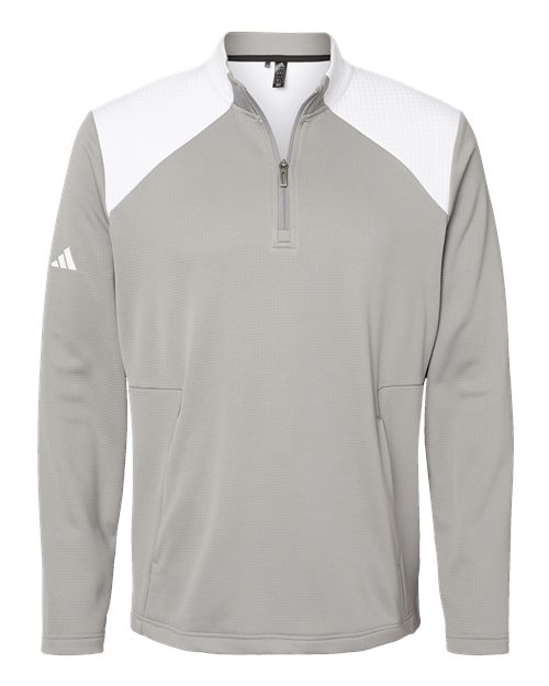 Adidas - Textured Mixed Media Quarter-Zip Pullover - A532